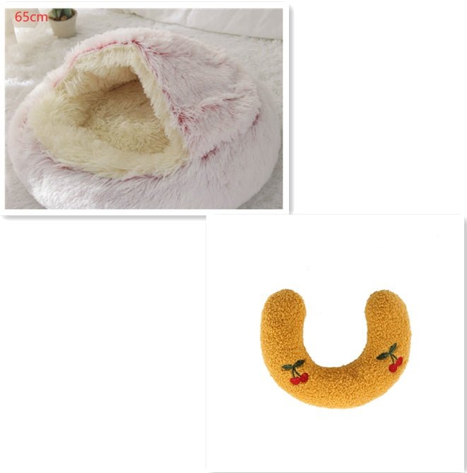2 In 1 Dog And Cat Bed Pet Winter Bed Round Plush Warm Bed House Soft Long Plush Pets Bed Pet Products - Everpeakgoods