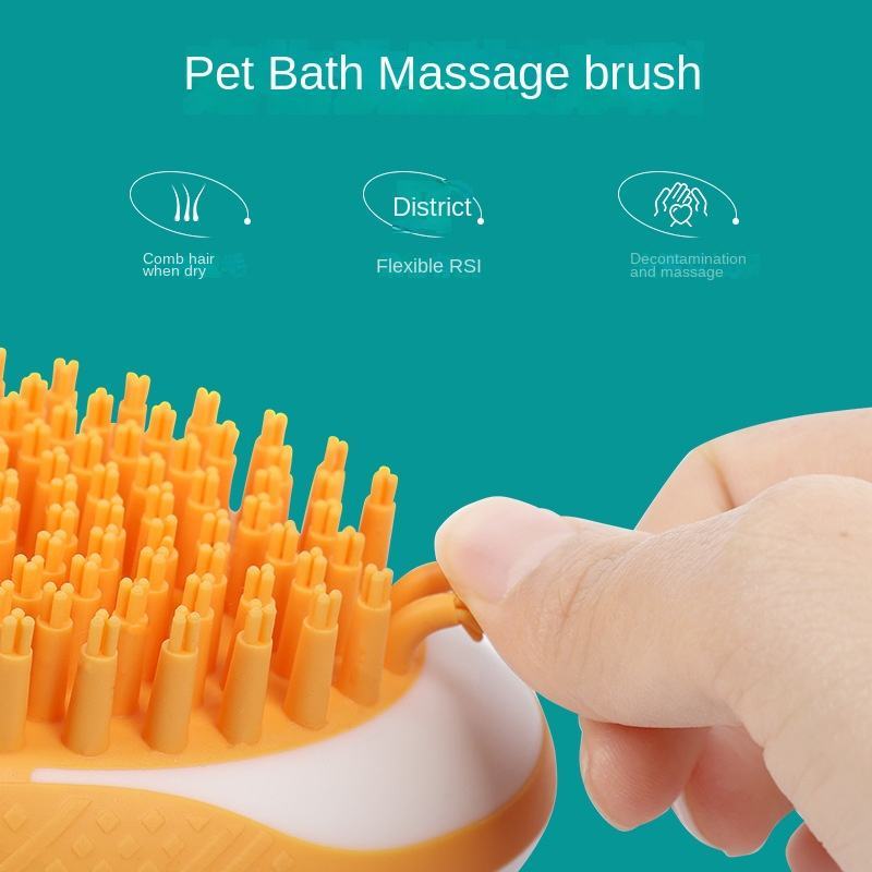 Dog Cat Bath Brush 2-in-1 Pet SPA Massage Comb Soft Silicone Pets Shower Hair Grooming Cmob Dog Cleaning Tool Pet Products - key words