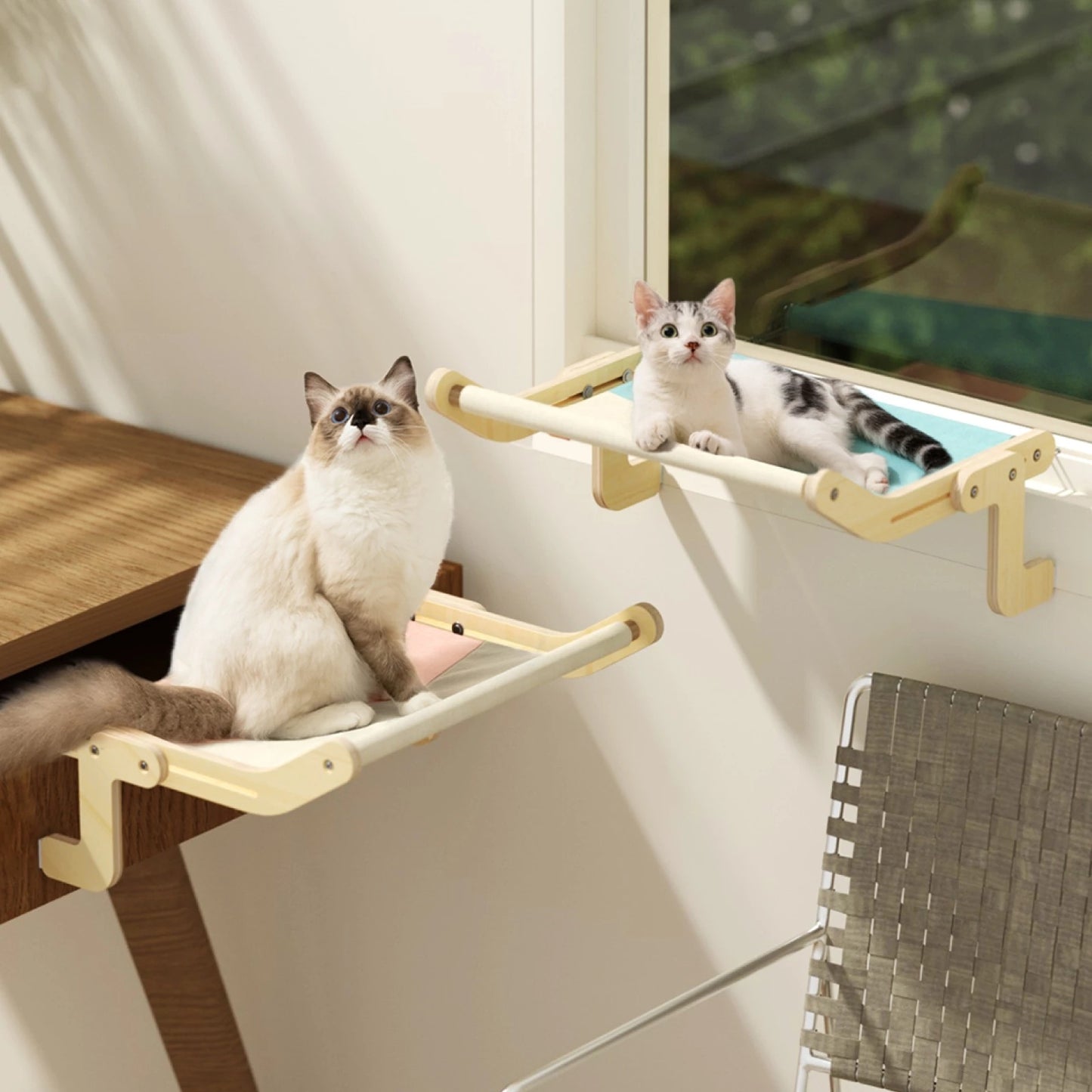Mewoofun Pet Cat Window Perch 4 Color Wooden Assembly Hanging Bed Cotton Canvas Easy Washable Multi-Ply Plywood New Dropshipping - key words
