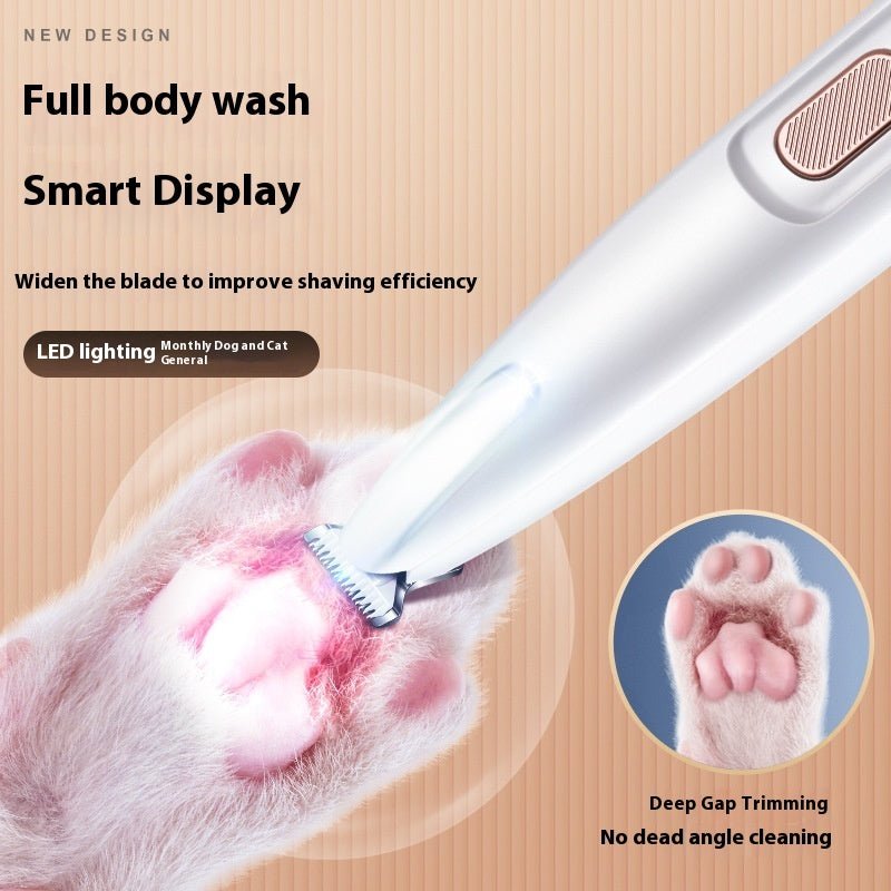 Pets Dog Paw Trimmer With LED Light Fully Waterproof Pet Hair Trimmer With LED Display Dog Clippers For Grooming Widen Blade - key words