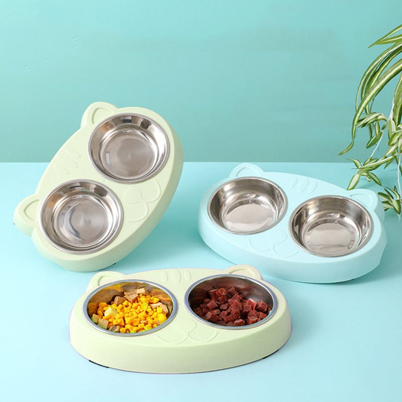 Dog Bowls Double Dog Water And Food Bowls Stainless Steel Bowls With Non-Slip Resin Station, Pet Feeder Bowls For Puppy Medium Dogs Cats - key words