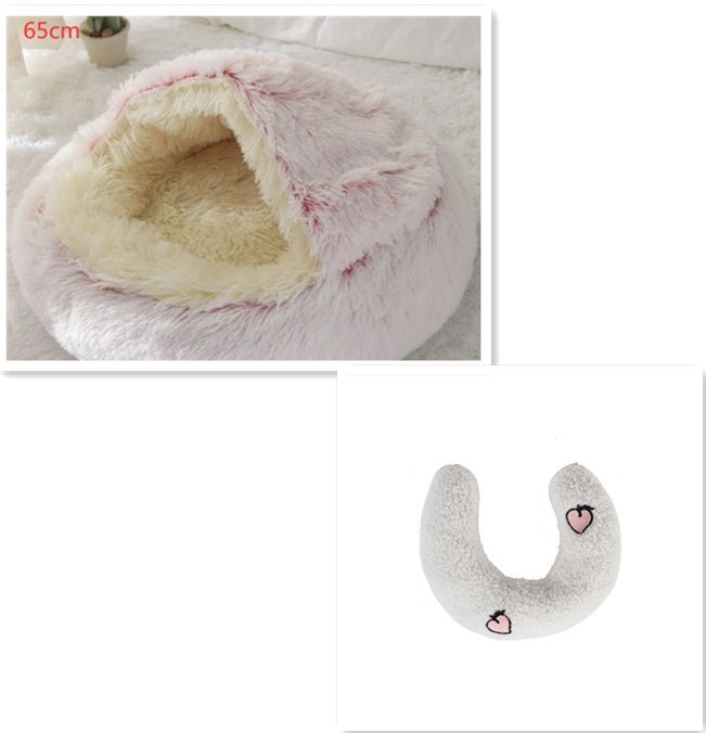 2 In 1 Dog And Cat Bed Pet Winter Bed Round Plush Warm Bed House Soft Long Plush Pets Bed Pet Products - Everpeakgoods