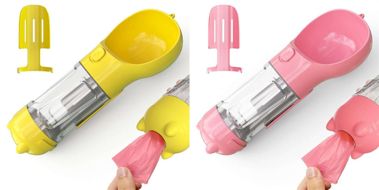 Pet Water Bottle Feeder Bowl Garbage Bag Storage Portable Pet Outdoor Travel 3 In 1 Dog Water Bottle - key words