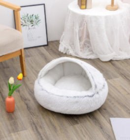 2 In 1 Dog And Cat Bed Pet Winter Bed Round Plush Warm Bed House Soft Long Plush Pets Bed Pet Products - Everpeakgoods