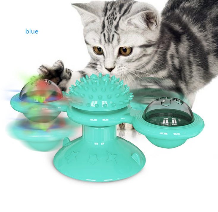 Cat Rotating Windmill Multi-Function Toys Itch Scratching Device Teeth Shining Toy - key words