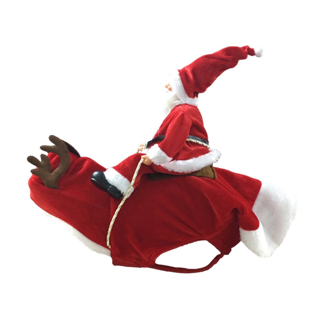 Dog Christmas Clothes Santa Claus Riding Deer - key words