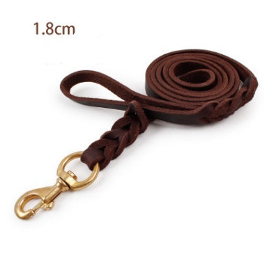 The first layer of leather dog leashes in the large dog chain demu training rope horse dog Golden Retriever dog rope - key words