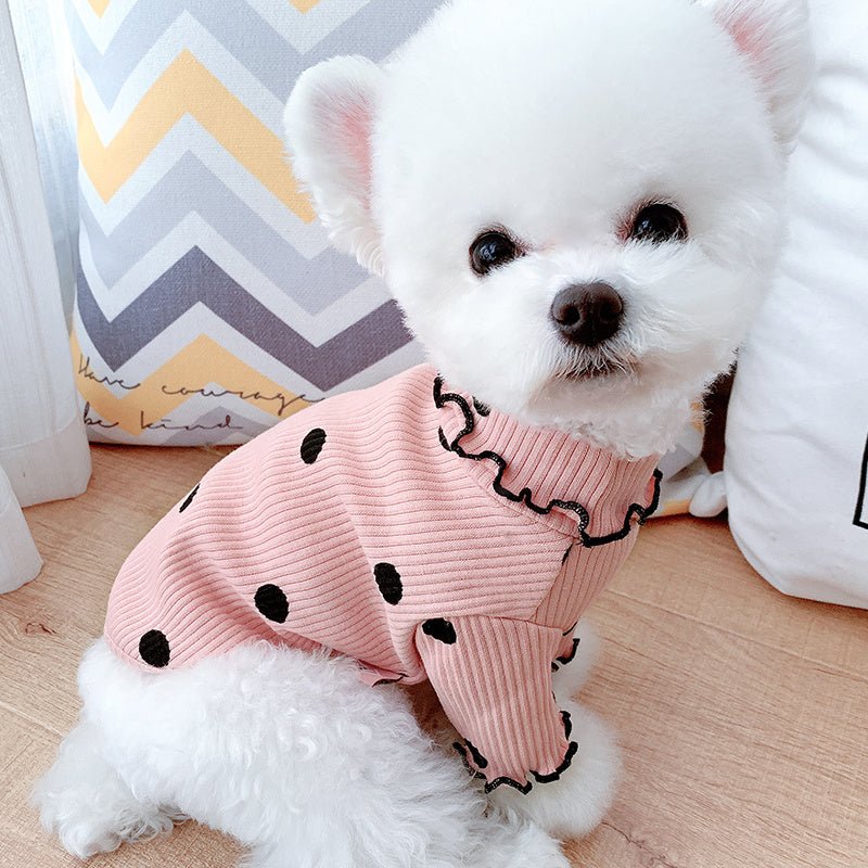 Dot turtleneck dog bottoming shirt - key words