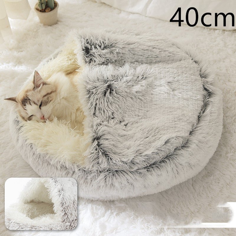 2 In 1 Dog And Cat Bed Pet Winter Bed Round Plush Warm Bed House Soft Long Plush Pets Bed Pet Products - Everpeakgoods
