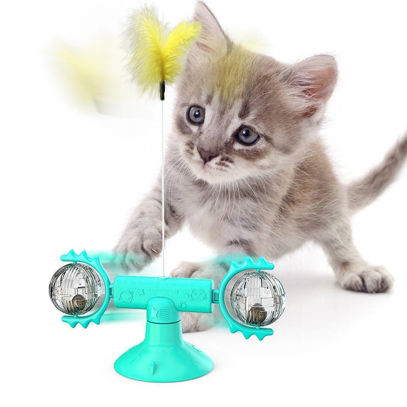 Cat Rotating Windmill Multi-Function Toys Itch Scratching Device Teeth Shining Toy - key words