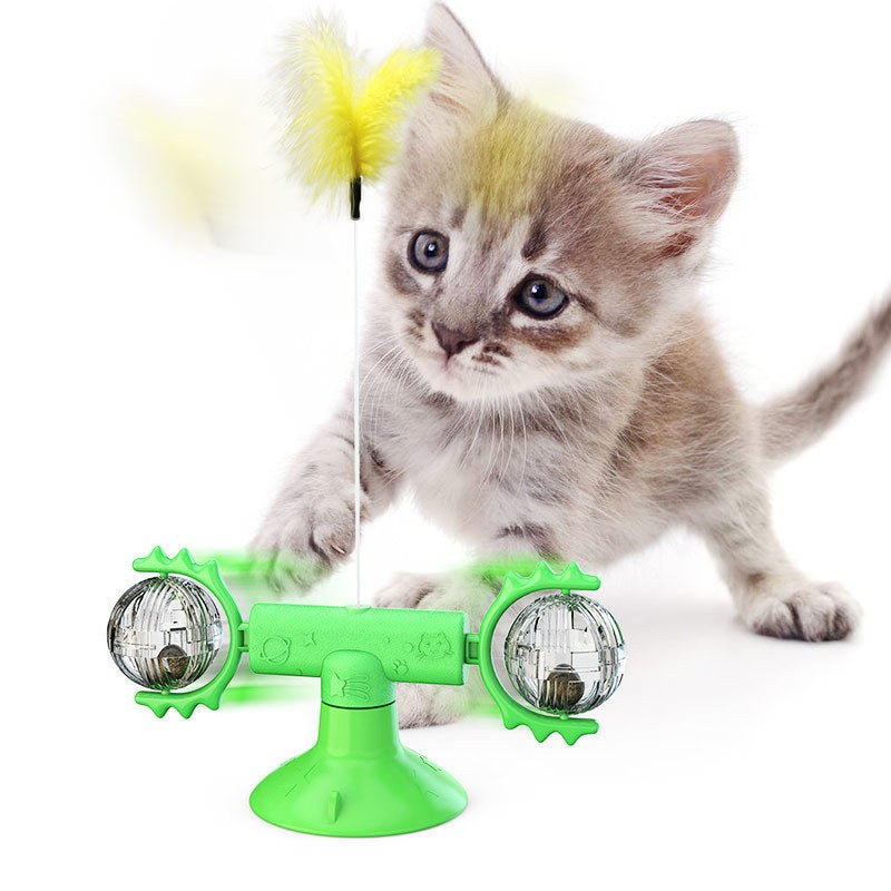 Cat Rotating Windmill Multi-Function Toys Itch Scratching Device Teeth Shining Toy - key words