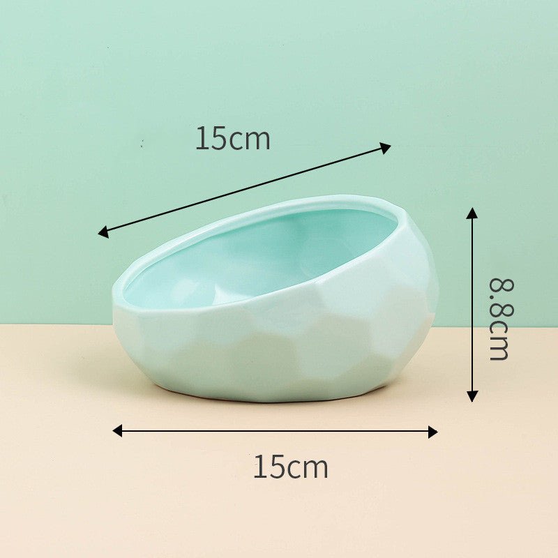 Pet Supplies Bowl Ceramic Cat Bowl Dog Bowl Oblique Mouth - key words