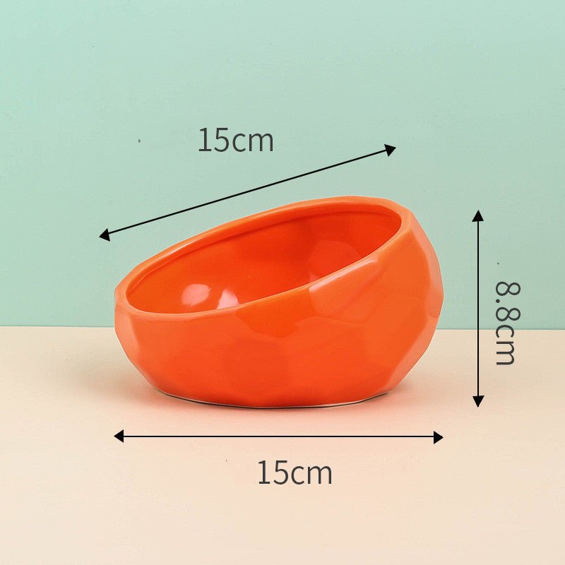 Pet Supplies Bowl Ceramic Cat Bowl Dog Bowl Oblique Mouth - key words