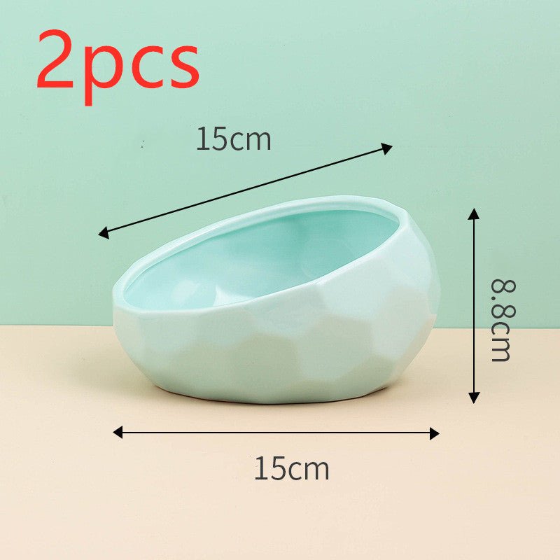 Pet Supplies Bowl Ceramic Cat Bowl Dog Bowl Oblique Mouth - key words