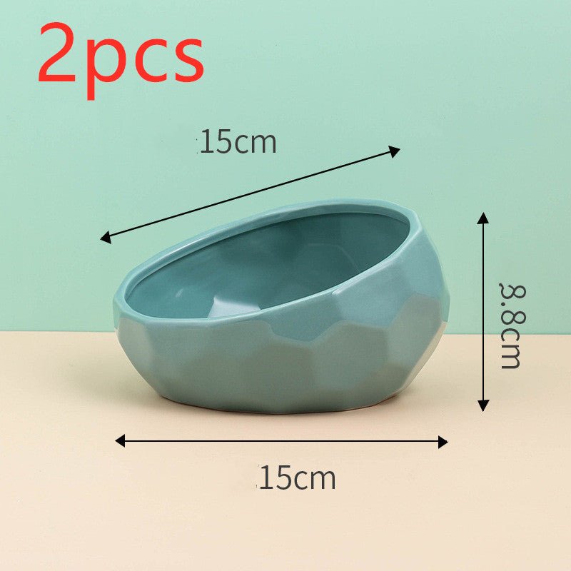 Pet Supplies Bowl Ceramic Cat Bowl Dog Bowl Oblique Mouth - key words