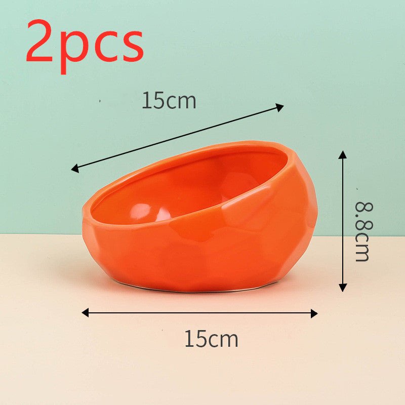 Pet Supplies Bowl Ceramic Cat Bowl Dog Bowl Oblique Mouth - key words
