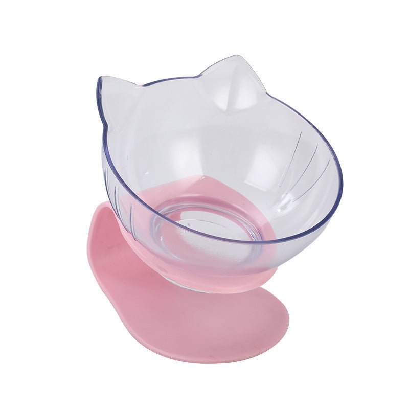 New Inclined Food Cat Ear Oblique Mouth Transparent Single Pet Bowl - key words