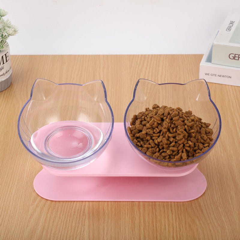 New Inclined Food Cat Ear Oblique Mouth Transparent Single Pet Bowl - key words