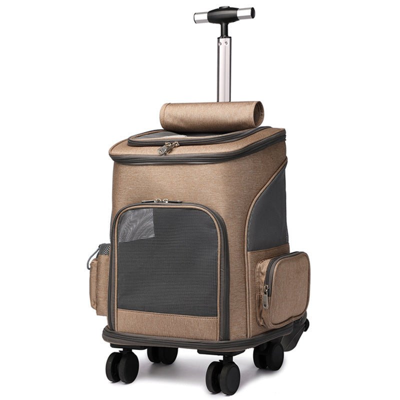 Portable Folding Trolley Pet Backpack Traveling Cat Backpack With Universal Wheel Trolley Pet Bag - key words