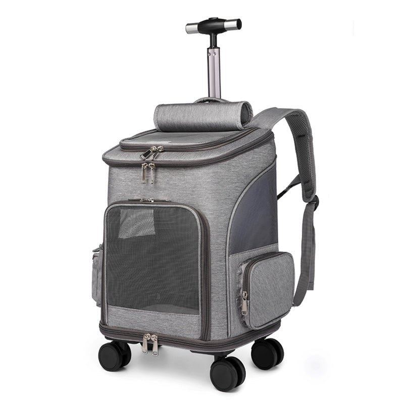 Portable Folding Trolley Pet Backpack Traveling Cat Backpack With Universal Wheel Trolley Pet Bag - key words