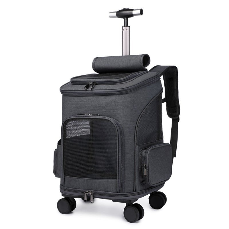 Portable Folding Trolley Pet Backpack Traveling Cat Backpack With Universal Wheel Trolley Pet Bag - key words