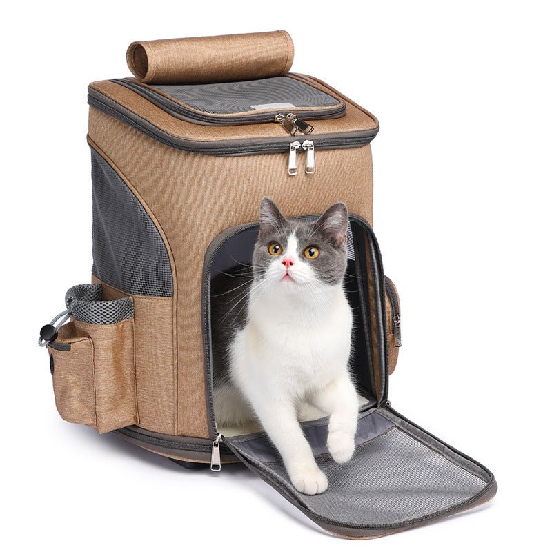 Portable Folding Trolley Pet Backpack Traveling Cat Backpack With Universal Wheel Trolley Pet Bag - key words