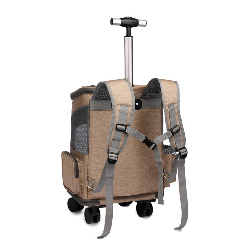 Portable Folding Trolley Pet Backpack Traveling Cat Backpack With Universal Wheel Trolley Pet Bag - key words