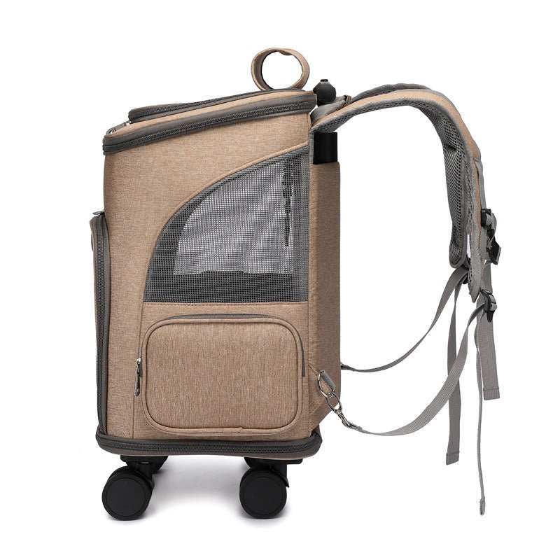 Portable Folding Trolley Pet Backpack Traveling Cat Backpack With Universal Wheel Trolley Pet Bag - key words