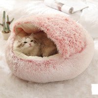 2 In 1 Dog And Cat Bed Pet Winter Bed Round Plush Warm Bed House Soft Long Plush Pets Bed Pet Products - Everpeakgoods