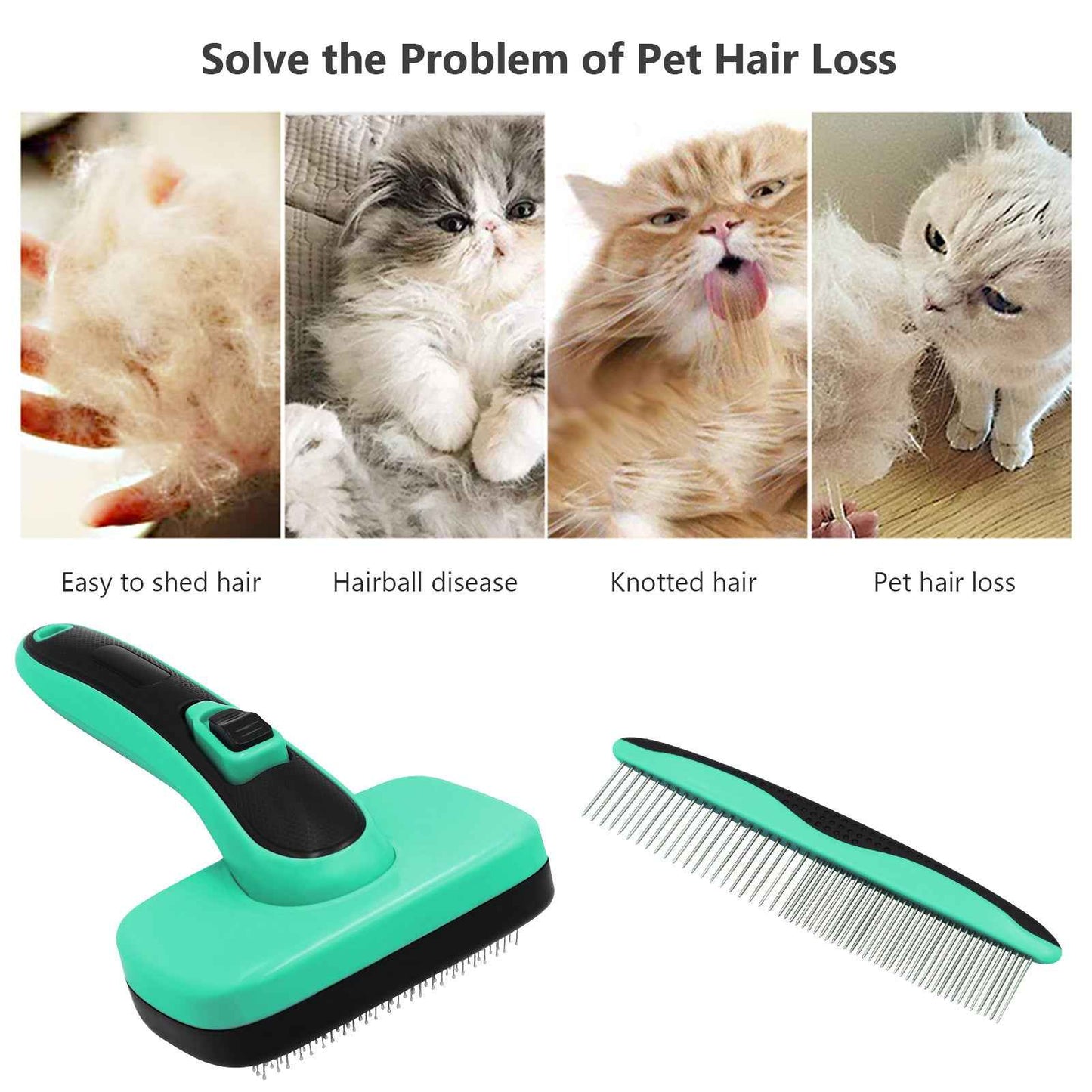 Retractable Pet Hair Brush Grooming Kit