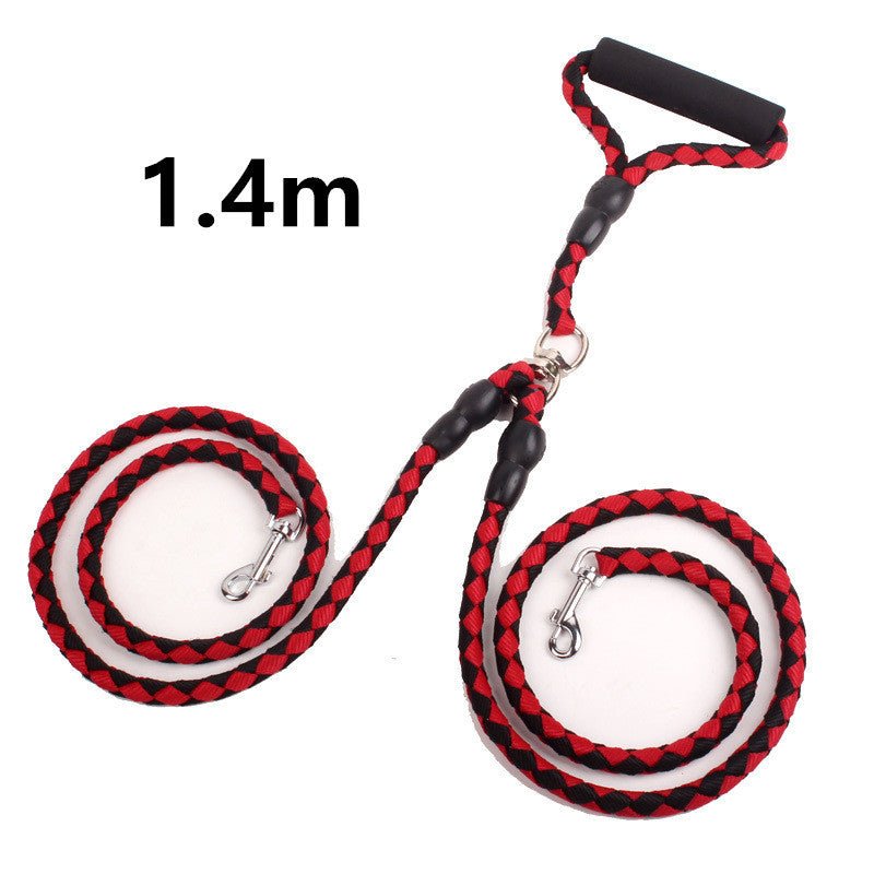 Double-Ended Traction Rope For Walking The Dog Hand-Double-Ended Traction Rope One Plus Two Leash Collar Pet Supplies Dog Collar - key words