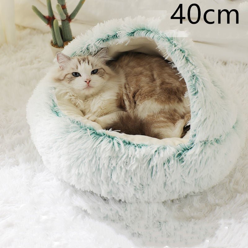 2 In 1 Dog And Cat Bed Pet Winter Bed Round Plush Warm Bed House Soft Long Plush Pets Bed Pet Products - Everpeakgoods