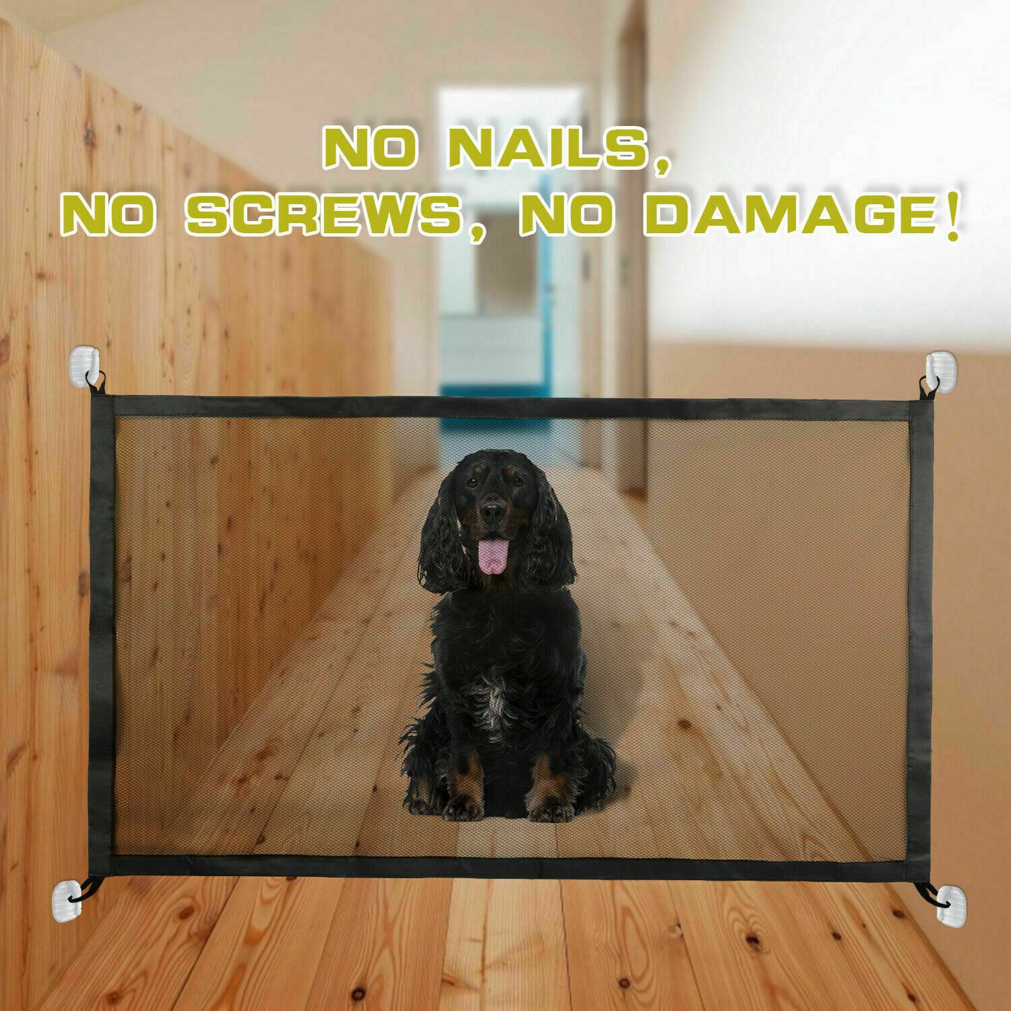 Pets Dog Cat Baby Safety Gate Mesh Fence Magic Portable Guard Net Stairs Doors - key words