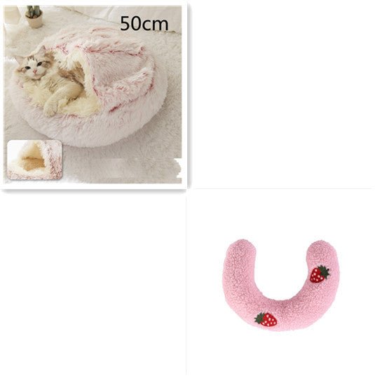 2 In 1 Dog And Cat Bed Pet Winter Bed Round Plush Warm Bed House Soft Long Plush Pets Bed Pet Products - Everpeakgoods