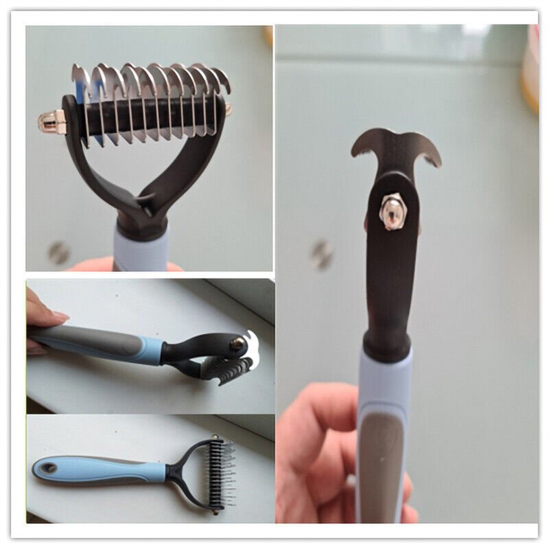 Grooming Brush For Pet Dog Cat Deshedding Tool Rake Comb Fur Remover Reduce 2-Side Dematting Tool For Dogs Cats Pets Grooming Brush Double Sided Shedding And Dematting Undercoat Rake Hair Removal Comb - key words
