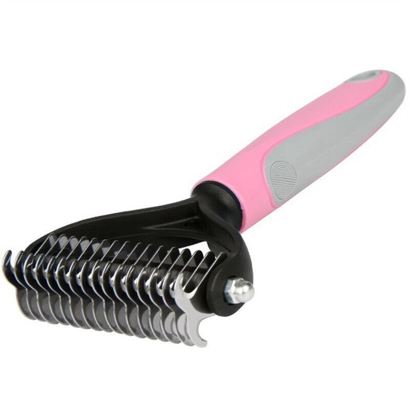 Grooming Brush For Pet Dog Cat Deshedding Tool Rake Comb Fur Remover Reduce 2-Side Dematting Tool For Dogs Cats Pets Grooming Brush Double Sided Shedding And Dematting Undercoat Rake Hair Removal Comb - key words