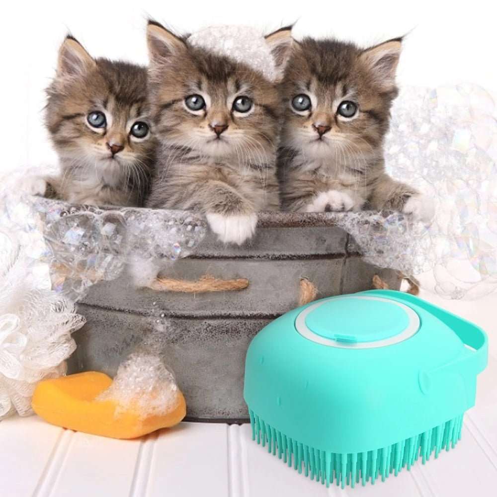 Pet Dog Shampoo Massager Brush Cat Massage Comb Grooming Scrubber Shower Brush For Bathing Short Hair Soft Silicone Brushes - key words