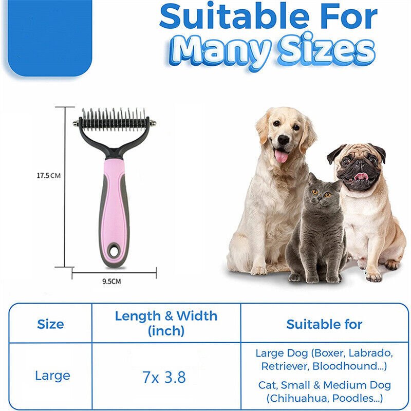 Grooming Brush For Pet Dog Cat Deshedding Tool Rake Comb Fur Remover Reduce 2-Side Dematting Tool For Dogs Cats Pets Grooming Brush Double Sided Shedding And Dematting Undercoat Rake Hair Removal Comb - key words