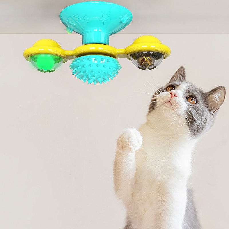 Cat Rotating Windmill Multi-Function Toys Itch Scratching Device Teeth Shining Toy - key words