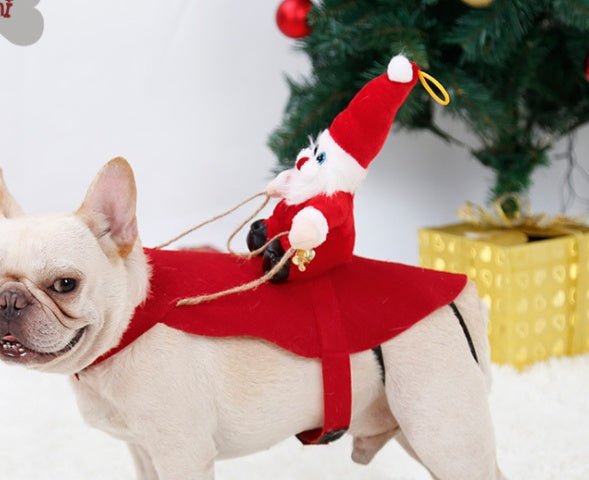 Dog Christmas Clothes Santa Claus Riding Deer - key words