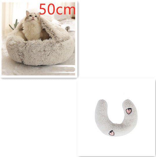2 In 1 Dog And Cat Bed Pet Winter Bed Round Plush Warm Bed House Soft Long Plush Pets Bed Pet Products - Everpeakgoods