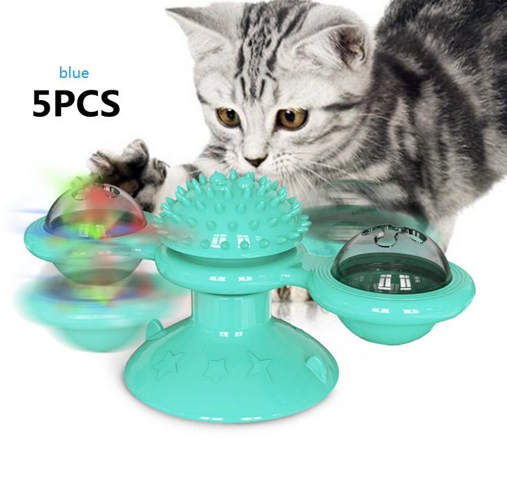 Cat Rotating Windmill Multi-Function Toys Itch Scratching Device Teeth Shining Toy - key words