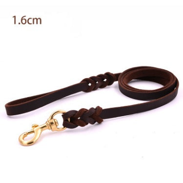 The first layer of leather dog leashes in the large dog chain demu training rope horse dog Golden Retriever dog rope - key words