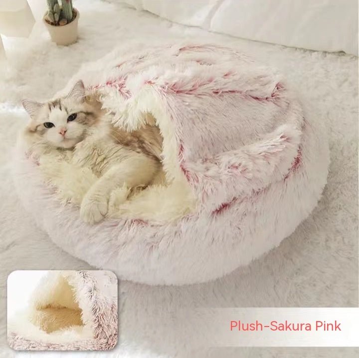 2 In 1 Dog And Cat Bed Pet Winter Bed Round Plush Warm Bed House Soft Long Plush Pets Bed Pet Products - Everpeakgoods