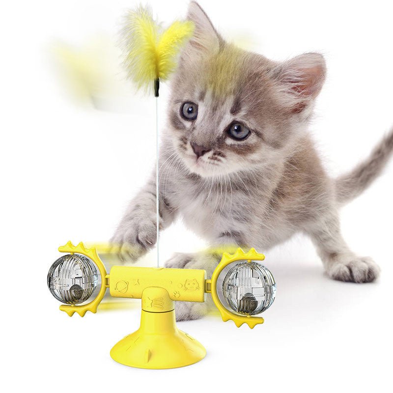 Cat Rotating Windmill Multi-Function Toys Itch Scratching Device Teeth Shining Toy - key words