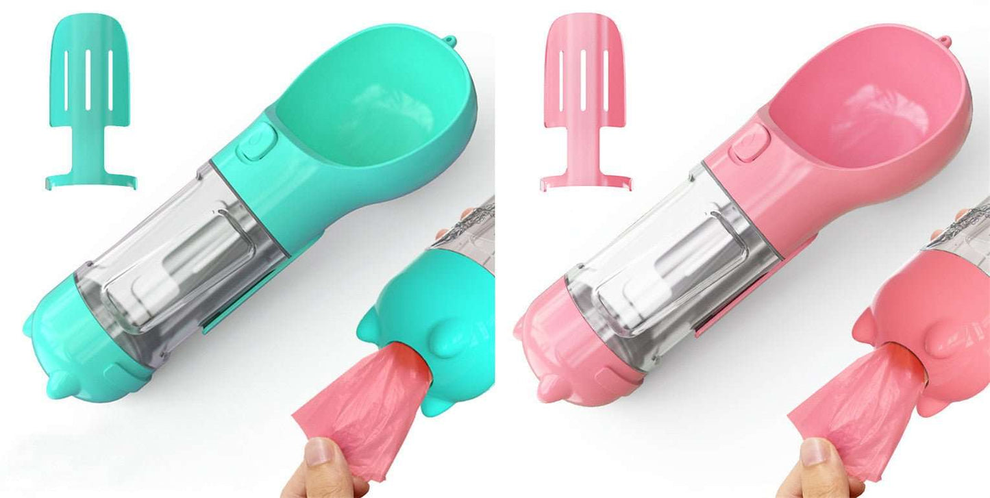 Pet Water Bottle Feeder Bowl Garbage Bag Storage Portable Pet Outdoor Travel 3 In 1 Dog Water Bottle - key words