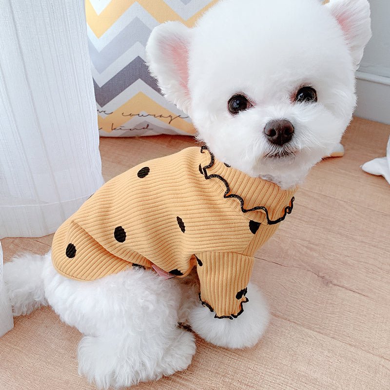 Dot turtleneck dog bottoming shirt - key words