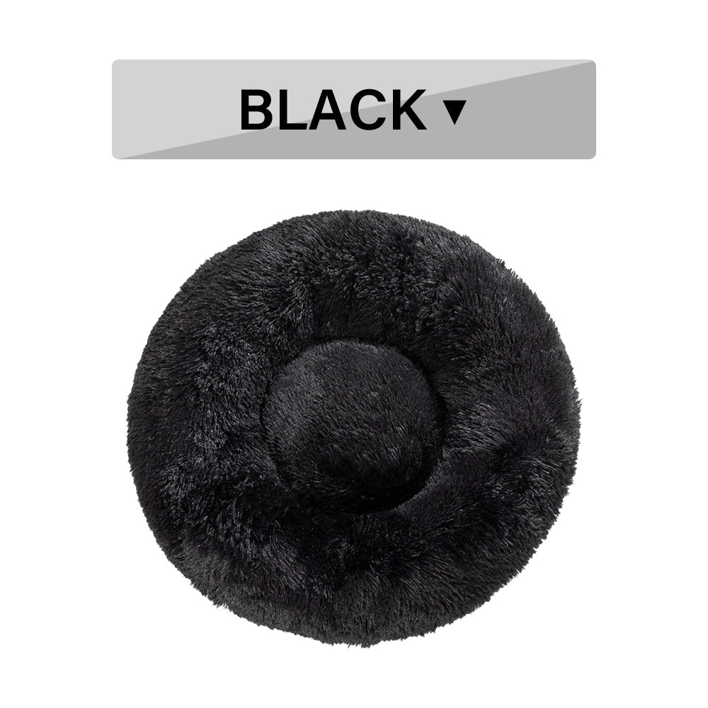 Fluffy Donut Dog Bed Warm Soft Long Plush Pet Cushion Dog House Cat Bed Washable Pet Sofa Mat Calming Samll Large Dog Beds - key words