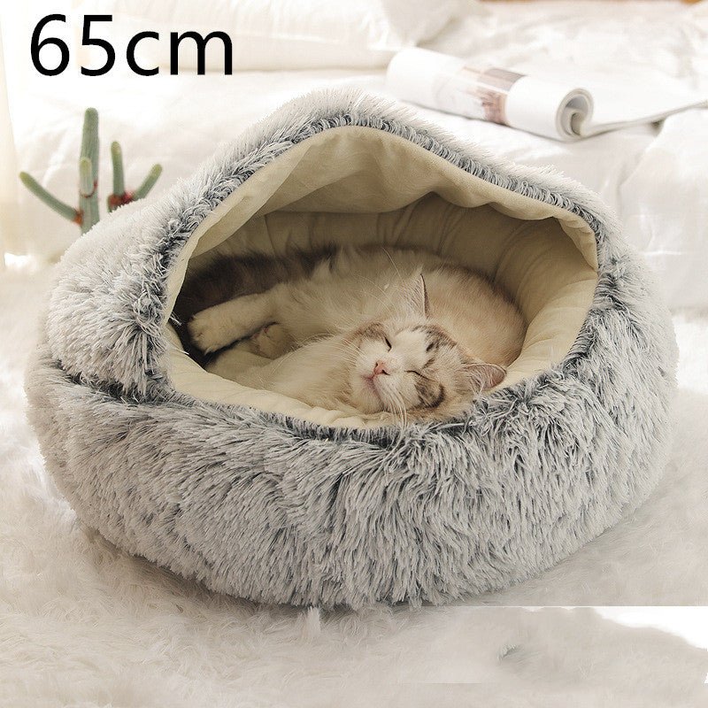 2 In 1 Dog And Cat Bed Pet Winter Bed Round Plush Warm Bed House Soft Long Plush Pets Bed Pet Products - Everpeakgoods