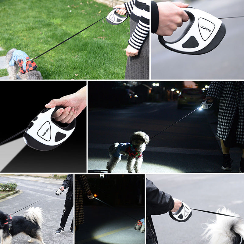Pet Dog Automatic Retractable Fiber Leash Night Safety LED Shining Automatic Stretching Dog Hand Holding Rope Pet Supplies - key words